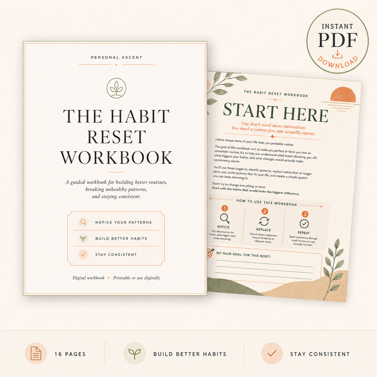 The Habit Reset Workbook: Build Better Habits, Break Patterns & Stay Consistent