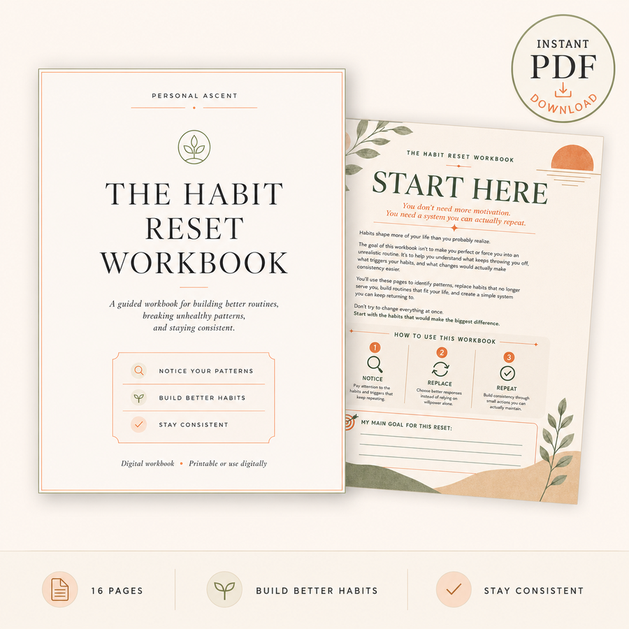The Habit Reset Workbook: Build Better Habits, Break Patterns & Stay Consistent