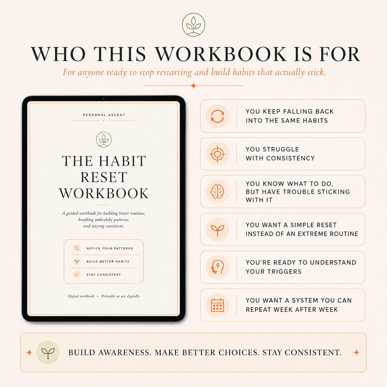 The Habit Reset Workbook: Build Better Habits, Break Patterns & Stay Consistent