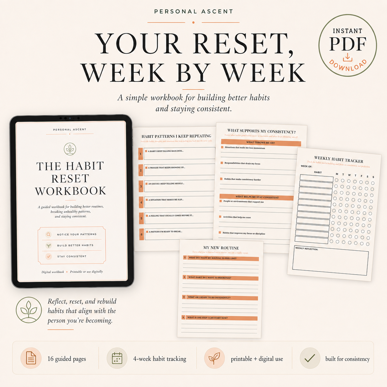 The Habit Reset Workbook: Build Better Habits, Break Patterns & Stay Consistent