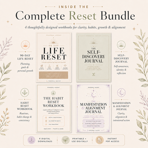 The Personal Ascent Complete Reset Bundle: 4 Digital Workbooks for Clarity, Habits, Growth & Alignment