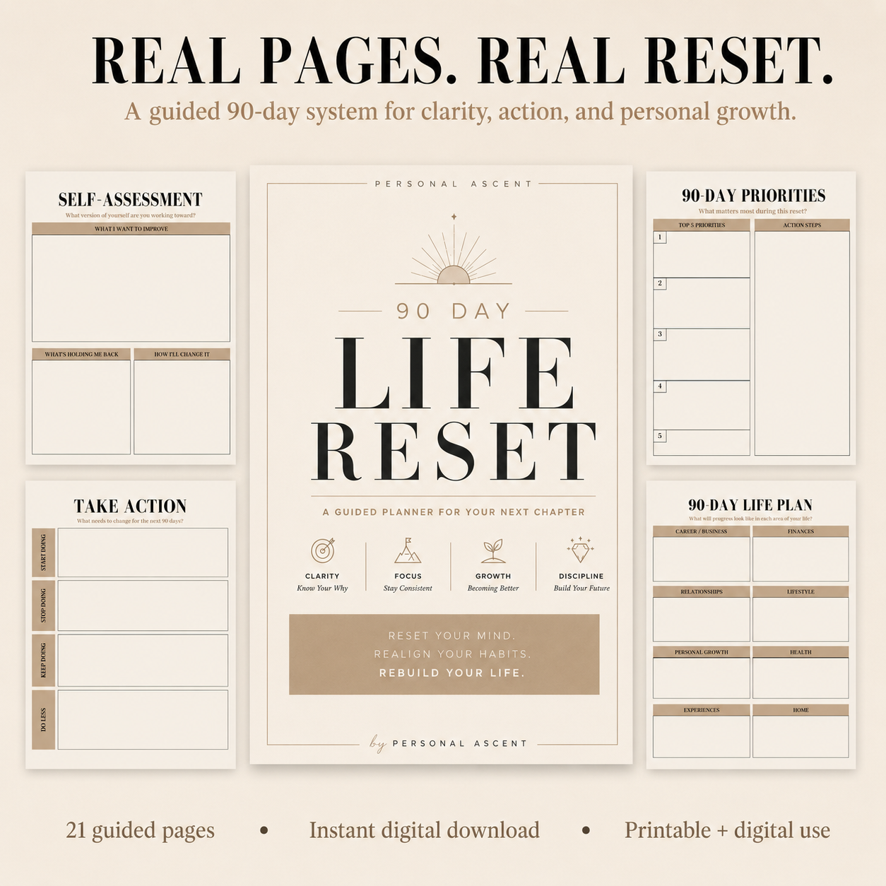 The 90-Day Reset: Life Reset & Personal Growth Planner